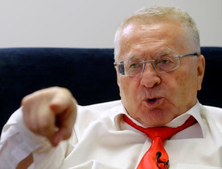 Vladimir Zhirinovsky, leader of the Liberal Democratic Party of Russia, speaks during an interview with Reuters in Moscow, Russia, October 11, 2016. Picture taken October 11, 2016. REUTERS/Maxim Zmeyev