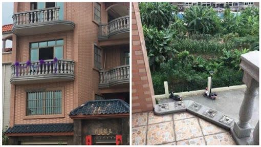事發的4樓陽台欄杆出現破損。（圖／翻攝自北京青年報微博）