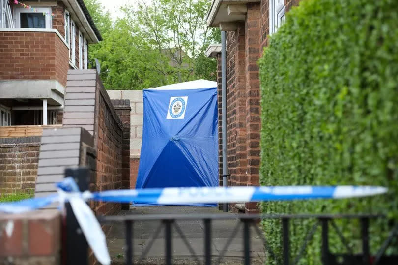 A forensic tent at the scene in Mount Pleasant, Small Heath on May 10, 2022