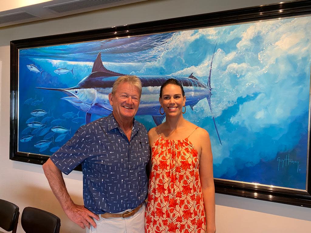 Renowned conservationist/artist/author Guy Harvey and his daughter, Jessica, will be the featured speakers Monday at the Palm Beach Chamber of Commerce's monthly breakfast meeting at The Breakers.