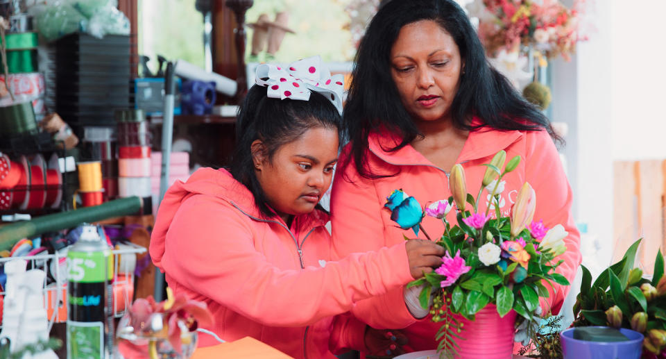 Gayana and Githa Wijewickrema working at GG's Flowers and Hampers. Photo: Supplied