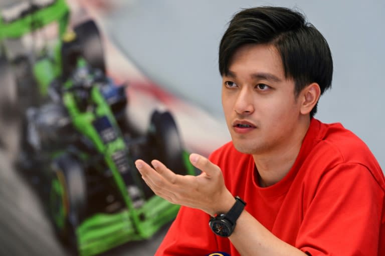 Formula 1 Kick Sauber's Chinese driver Zhou Guanyu speaks during a press conference (Hector RETAMAL)