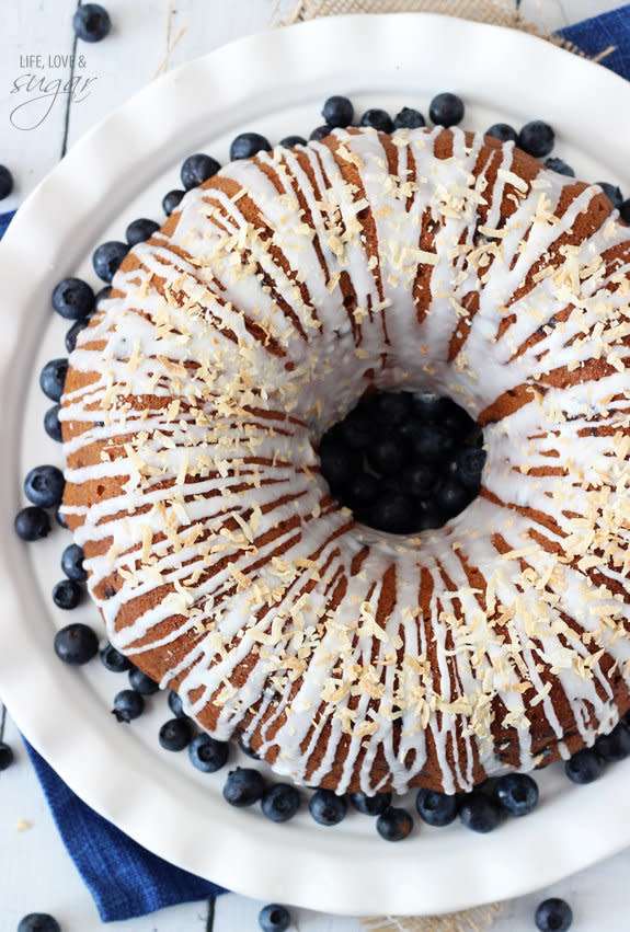 <strong>Get the <a href="http://www.lifeloveandsugar.com/2014/06/20/blueberry-coconut-bundt-cake/" target="_blank">Blueberry Coconut Bundt Cake recipe</a> from Life, Love & Sugar</strong>