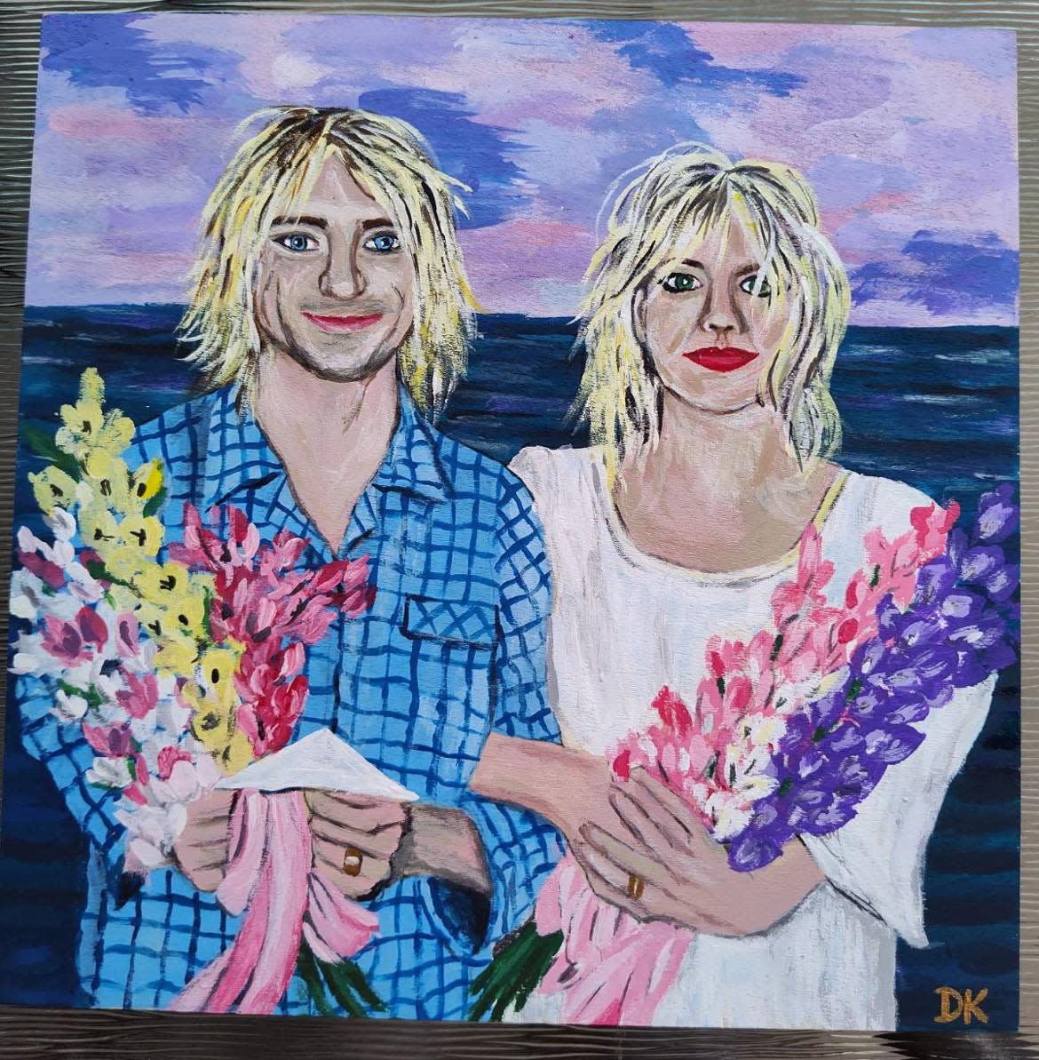 This painting by Dan Kane of '90s rock stars Kurt Cobain and Courtney Love will be among the artwork featured in the "Time" art show Friday at Silo Arts Studio in downtown Canton.