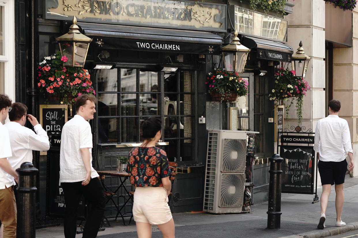 A air conditioning machine outside Two Chairmen pub in Westminster, central London. Picture date: Monday July 18, 2022. (Photo by Aaron Chown/PA Images via Getty Images)