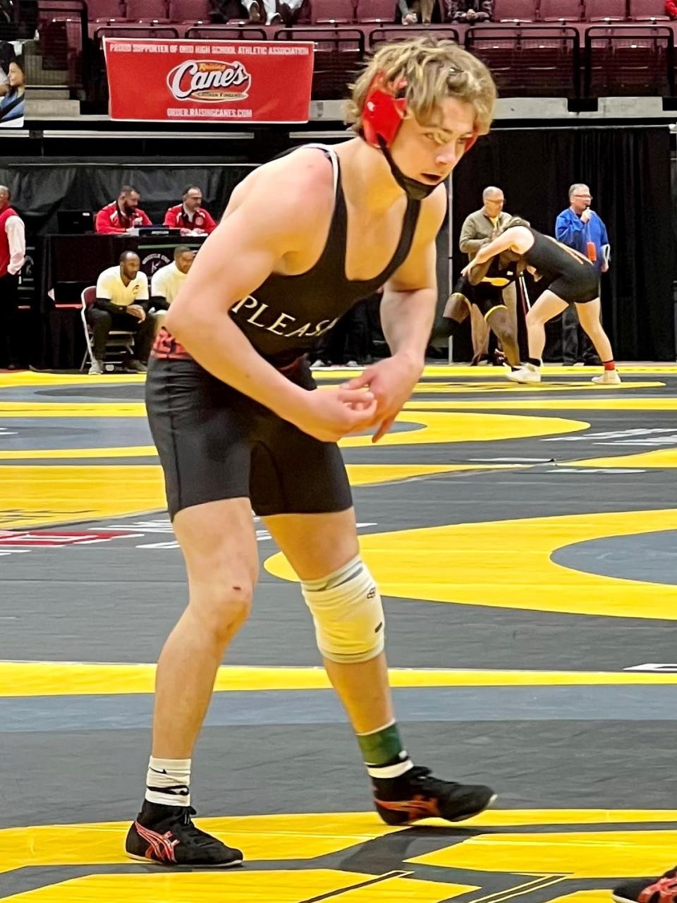 Pleasant's Daxton Chase competes in the final day of the state wrestling championships last year at Ohio State's Schottenstein Center. Now a senior, Chase will join his older brother as a wrestler at Ohio State after signing with the Buckeyes last week.