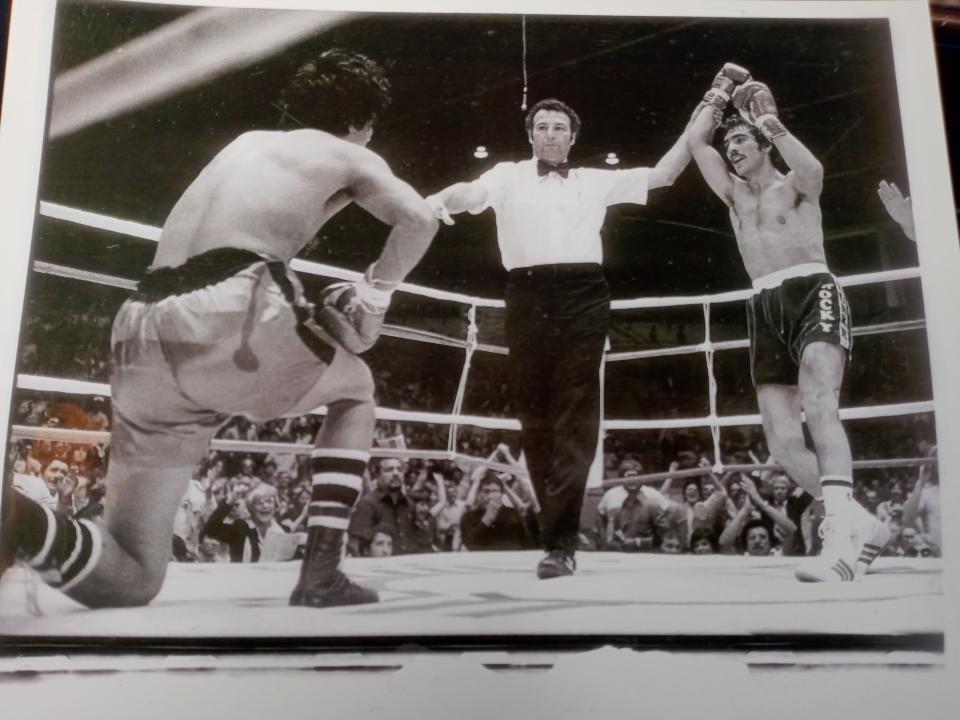 Las Cruces native Rocky Burke, right, will be inducted into the New Mexico Boxing Hall of Fame on Saturday night. He is a former boxer and currently judges fights and is a referee.