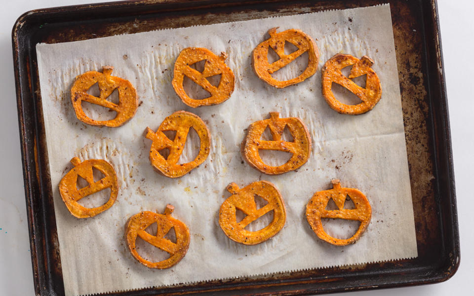 <p>Parade</p><p>Channel kids’ excitement before putting on their costumes by having them cut shapes and faces into sweet potato slices. Serve with barbecue sauce for dipping.</p><p><strong>Get the recipe: <a href="https://parade.com/842463/communitytable/jack-o-lantern-sweet-potato-fries/" rel="nofollow noopener" target="_blank" data-ylk="slk:Jack-O'-Lantern Sweet Potato Fries;elm:context_link;itc:0;sec:content-canvas" class="link ">Jack-O'-Lantern Sweet Potato Fries</a></strong></p><p><strong>Related: <a href="https://www.yahoo.com/lifestyle/22-creative-jack-o-lantern-140959472.html" data-ylk="slk:22 Creative Jack-O'-Lantern Ideas to Up Your Pumpkin Carving Game;elm:context_link;itc:0;sec:content-canvas;outcm:mb_qualified_link;_E:mb_qualified_link;ct:story;" class="link  yahoo-link">22 Creative Jack-O'-Lantern Ideas to Up Your Pumpkin Carving Game</a></strong></p>