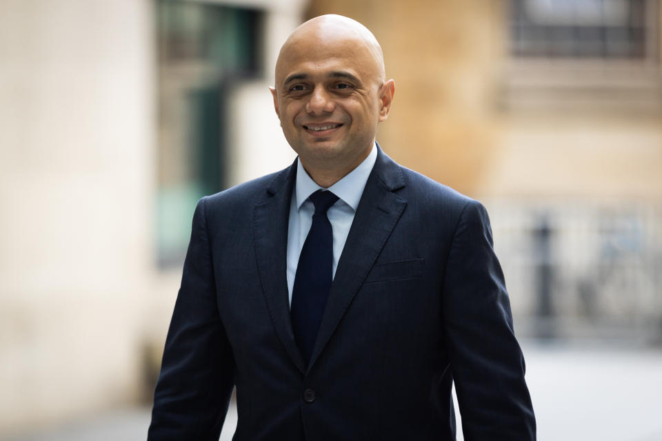 Sajid Javid is seen at BBC Broadcasting House prior to appearing on the Andrew Marr Show in London. (Photo by Tejas Sandhu / SOPA Images/Sipa USA)