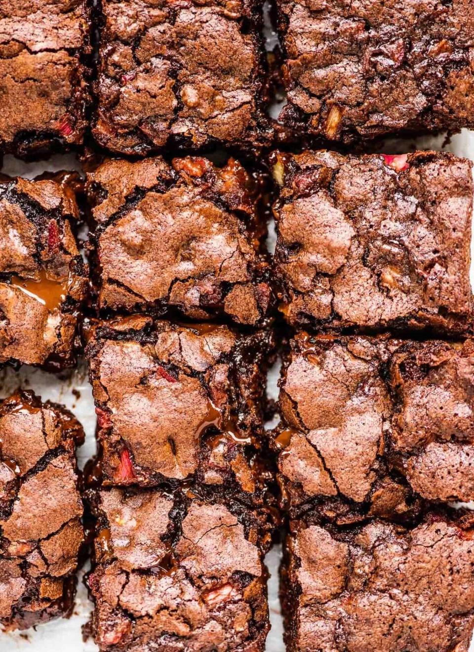 Chocolate rhubarb brownies.