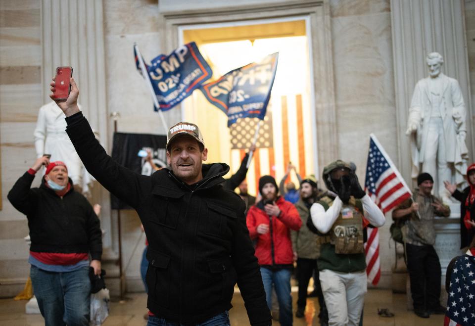 A pro-Trump mob enters the Rotunda of the U.S. Capitol Building on Jan. 6, 2021, in Washington, D.C.