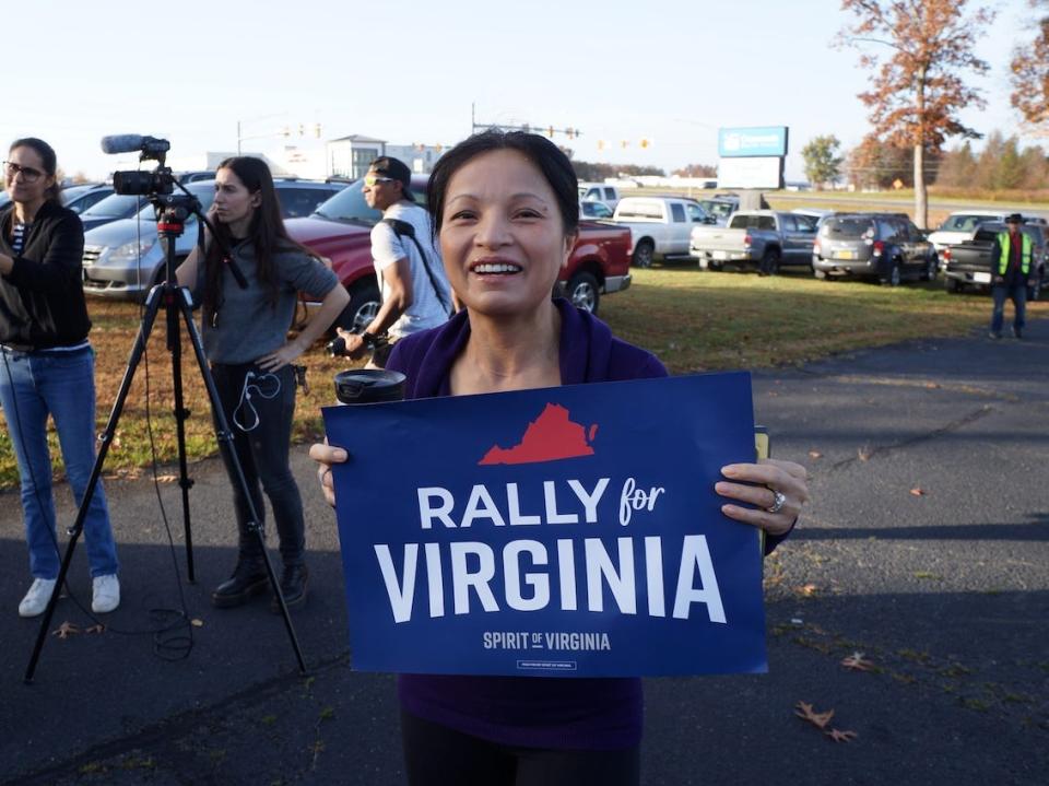 Lin Kay at a Yesli Vega rally in Spotsylvania, VA.
