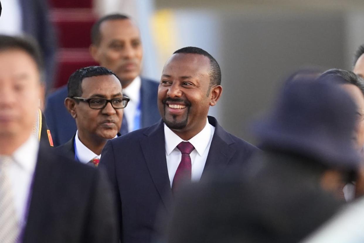 Ethiopian Prime Minister Abiy Ahmed arrives in Beijing on Oct. 16, 2023. <a href="https://www.gettyimages.com/detail/news-photo/ethiopian-prime-minister-abiy-ahmed-arrives-at-beijing-news-photo/1726773830?adppopup=true" rel="nofollow noopener" target="_blank" data-ylk="slk:Ken Ishii/Getty Images;elm:context_link;itc:0;sec:content-canvas" class="link ">Ken Ishii/Getty Images</a>