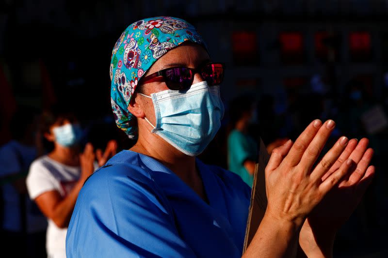 Protest to demand the protection of Spain's public health system, amid the coronavirus disease (COVID-19) outbreak, in Madrid