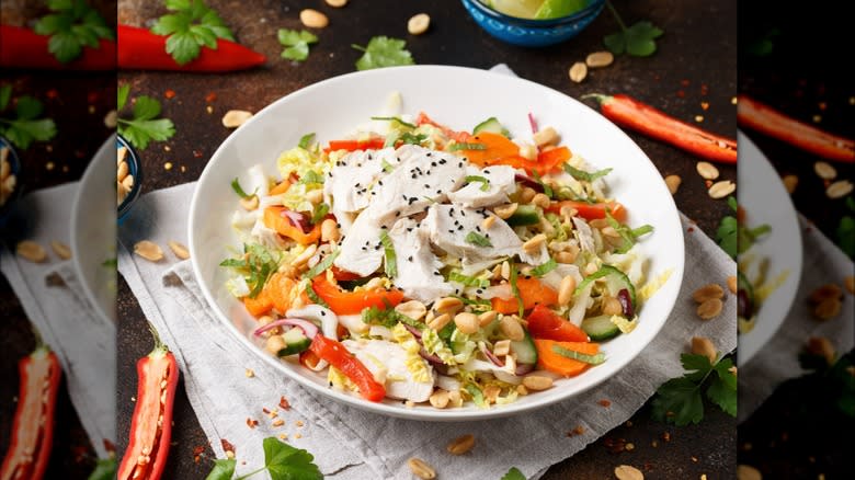 vietnamese chicken salad in bowl