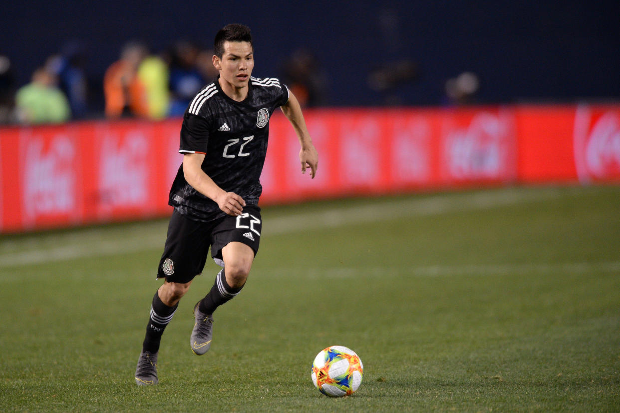 Hirving Lozano en el encuentro amistoso de la selección Mexicana de fútbol y el combinado de Chile, en San Diego, California, 22 de marzo de 2019. / Foto: USA Today Sports