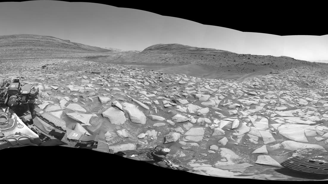  Black and white rocky landscape. 