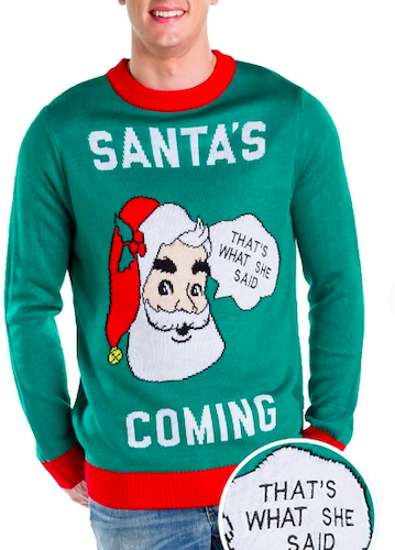 MEN'S SANTA'S COMING UGLY CHRISTMAS SWEATER, where to buy ugly christmas sweaters