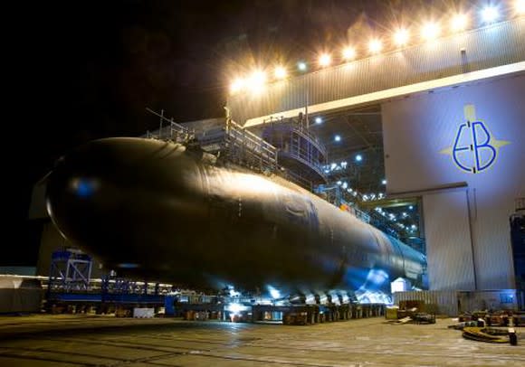 Virginia-class submarine at shipyard