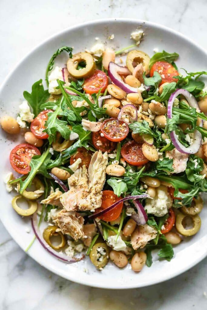 <strong><a href="https://www.foodiecrush.com/tuscan-tuna-white-bean-salad/" target="_blank" rel="noopener noreferrer">Get the Tuscan Tuna and White Bean Salad recipe from Foodie Crush</a></strong>