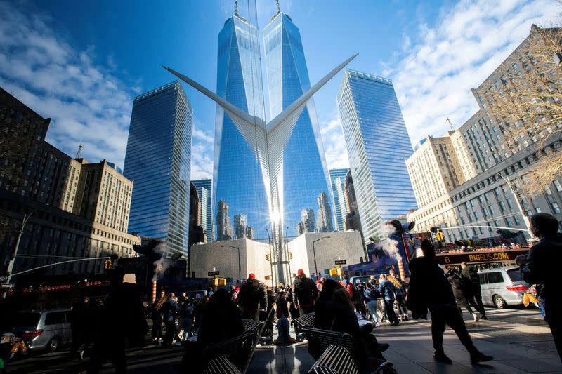 FILE PHOTO: The financial district near the New York Stock Exchange is pictured in New York