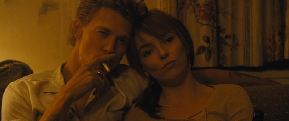 Austin Butler as Benny and Jodie Comer as Kathy in The Bikeriders