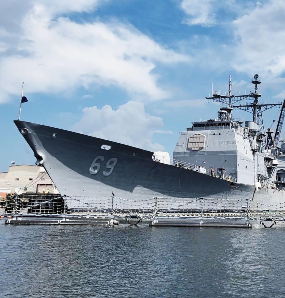 The USS Vicksburg. (Laura Strickler / NBC News)