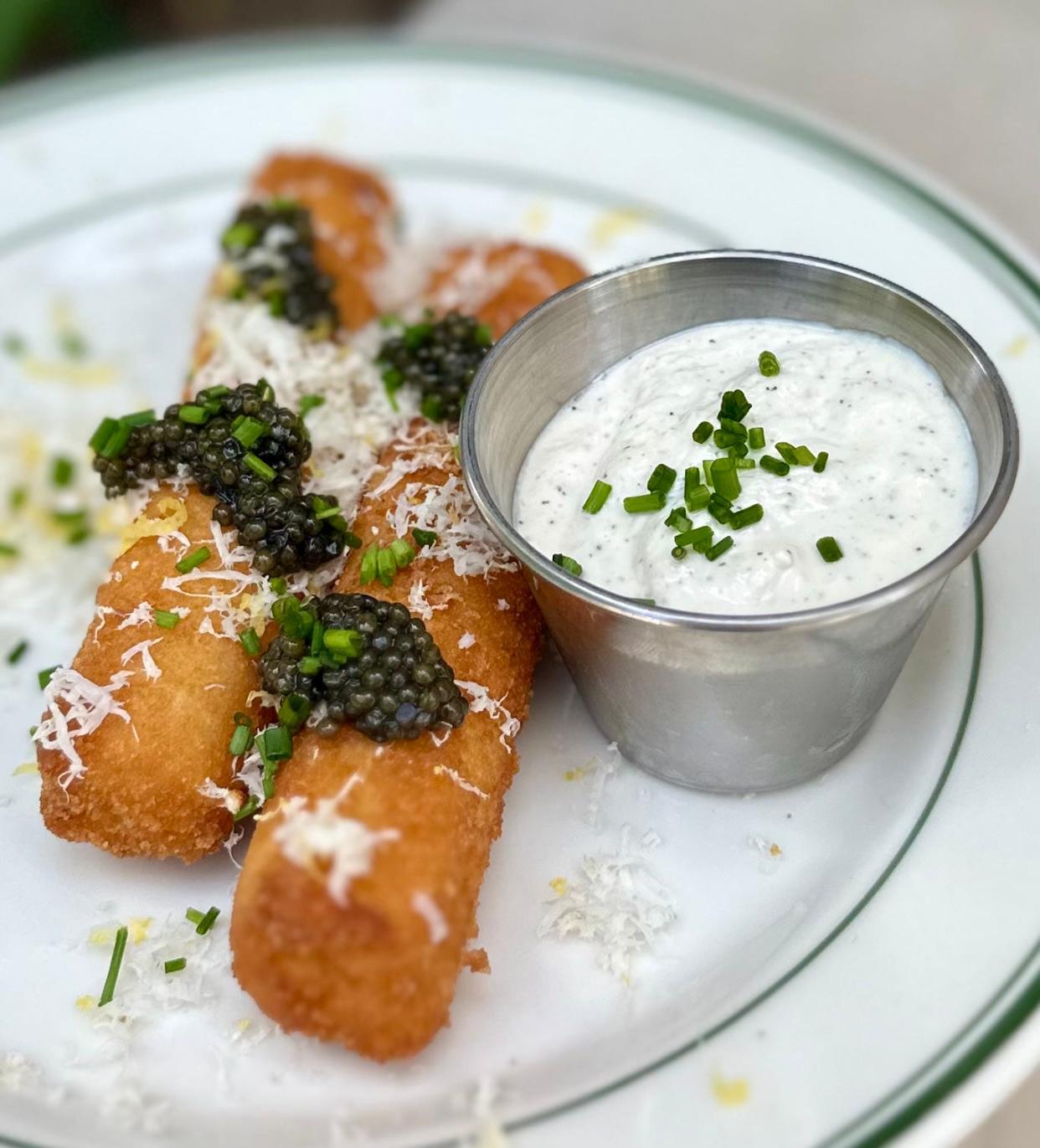 Bill's Oyster goes a little tongue in cheek by blending the high (caviar) and low (mozzarella sticks)