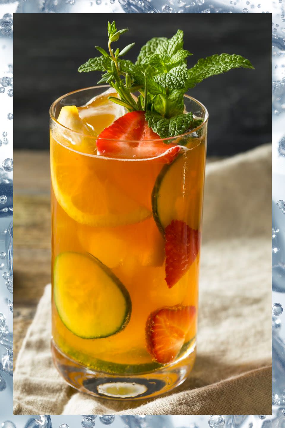 <p>The first official Pimm's bar <a href="https://www.townandcountrymag.com/leisure/drinks/a9967357/pimms-cup-recipe/" rel="nofollow noopener" target="_blank" data-ylk="slk:popped up at the 1971 Wimbledon tournament;elm:context_link;itc:0;sec:content-canvas" class="link ">popped up at the 1971 Wimbledon tournament</a>, and now more than 80,000 pints of the quintessential British summer cocktail are served to spectators every year. Here's the official recipe courtesy of Pimm's:</p><p>- 50 ml (about 1.75 oz) Pimm's No.1<br>- 150 ml (about 5 oz) lemonade<br>- Mint, orange, strawberries<br>- Cucumber to garnish</p><p><em>Pile all the ingredients in a tall glass, mix, and sip.</em></p>