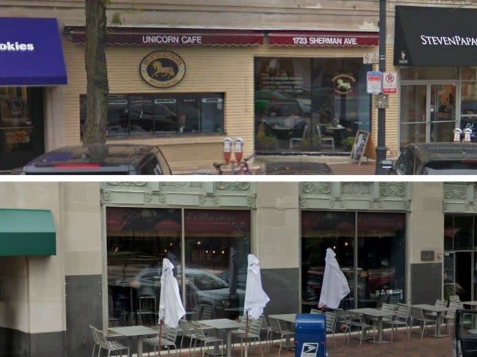 Two restaurants in downtown Evanston, Unicorn Cafe at 1723 Sherman Ave., and La Macchina at 1620 Orrington Ave., closed permanently this week. (Google Maps)
