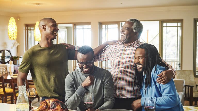 family laughing thanksgiving