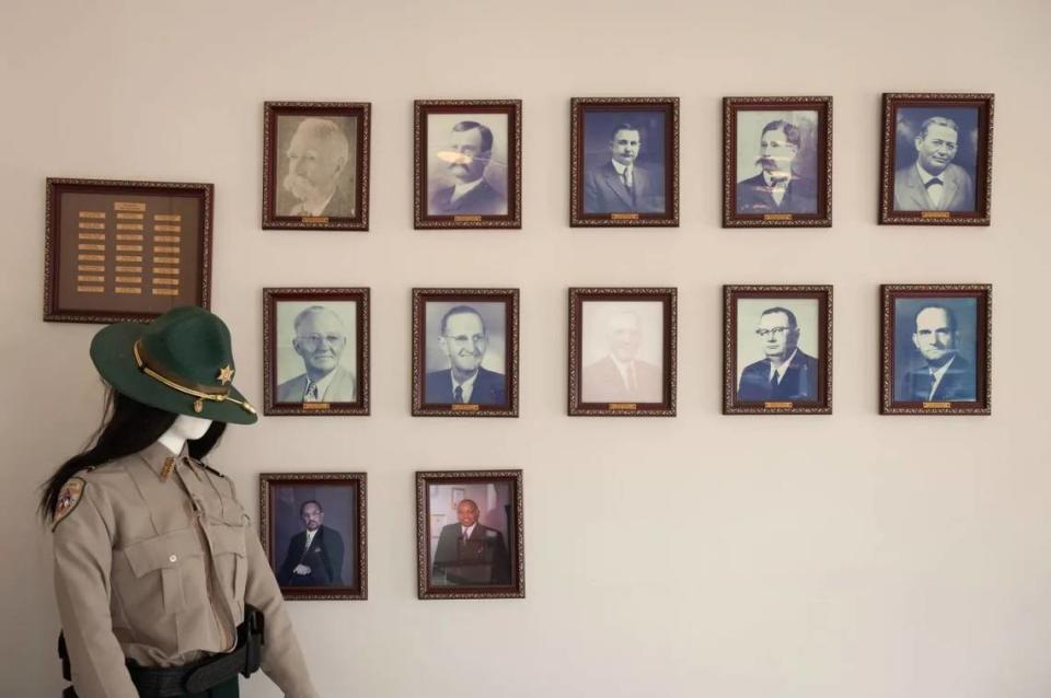 Photos of former sheriffs remain in the lobby entrance of the Tunica County Justice Complex in Tunica.