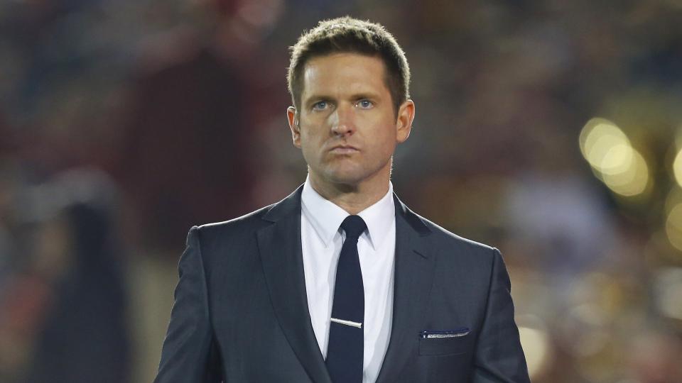 Mandatory Credit: Photo by Charles Baus/Csm/Shutterstock (7449537ea)ESPN reporter Todd McShay during the NCAA football game between the UCLA Bruins and USC Trojans at the Rose Bowl in Pasadena, CaliforniaNCAA Football USC vs UCLA, Pasadena, USA - 19 Nov 2016.