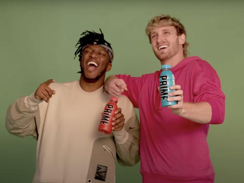 Screenshot of Logan Paul and KSI holding their PRIME drink