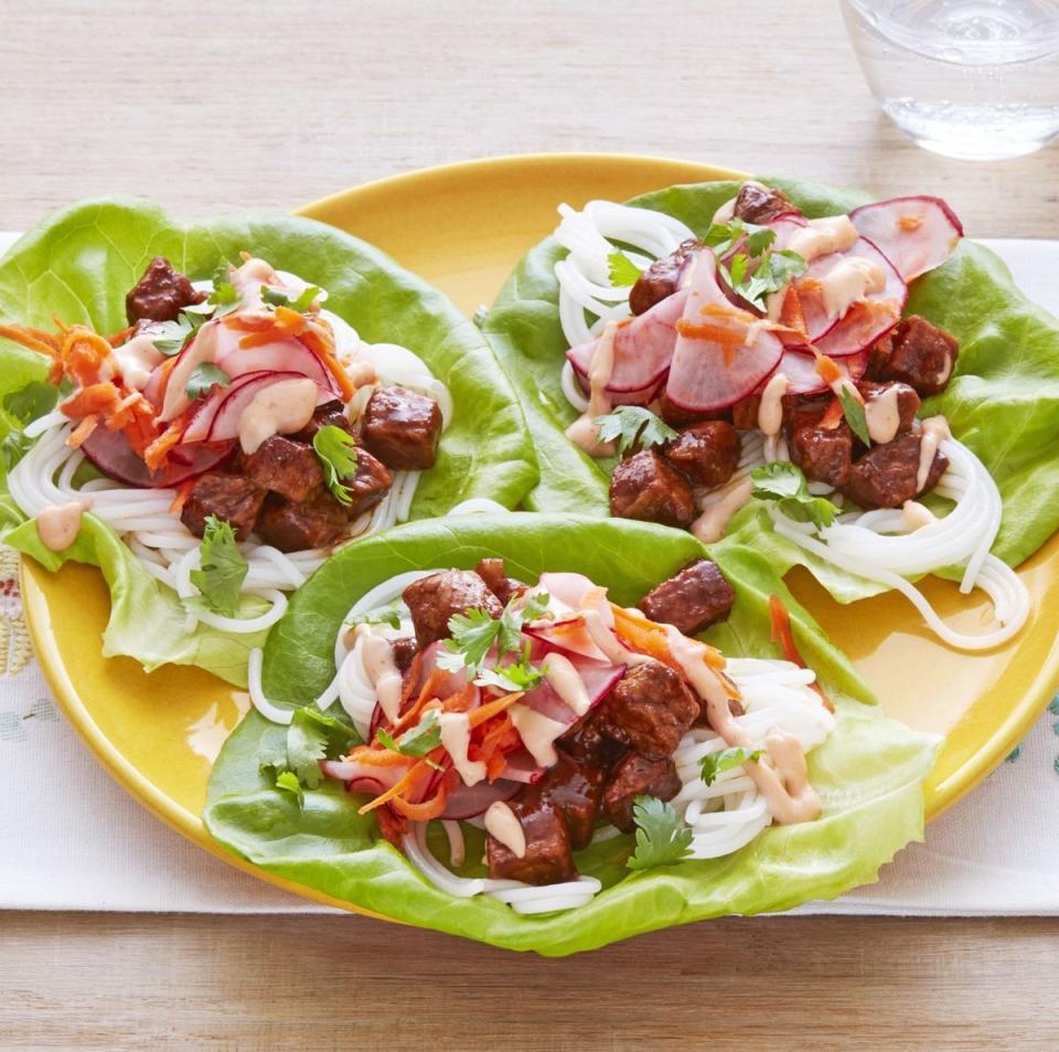 radish recipes pork bahn mi lettuce wraps