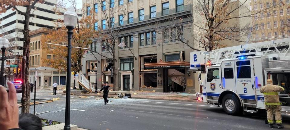 An explosion blew out windows and parts of walls on the first two floors of the Sandman Signature Hotel in downtown Fort Worth on Monday afternoon, Jan. 8, 2024. At least 21 people were injured.