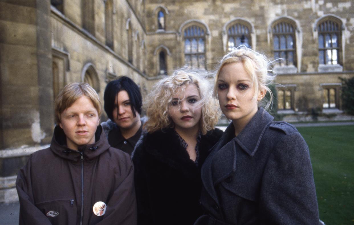 Kenickie, including lead vocalist, guitarist and lyricist Lauren Laverne, drummer Johnny X (real name Pete Gofton, Laverne's brother), lead guitarist Marie du Santiago and bass guitarist Emmy-Kate in 1998. (Getty)