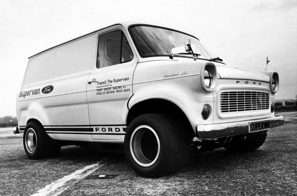 <p>With <strong>435bhp</strong> on tap, the Supervan's performance was shattering. We clocked a 0-100mph time of just 21.6 seconds when we drove it at Ford Motorsport's Boreham airfield. We also saw 102mph on the clock – in second gear! It was reckoned that the top speed was <strong>168mph</strong>, but Supervan's aerodynamics were so poor that it would have been a frightening experience. Sadly, Supervan 1 was scrapped in the 1970s.</p>