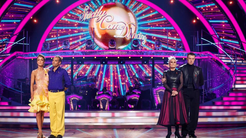 Krishnan Guru-Murthy and Lauren Oakley with Angela Rippon CBE and Kai Widdrington on Strictly Come Dancing