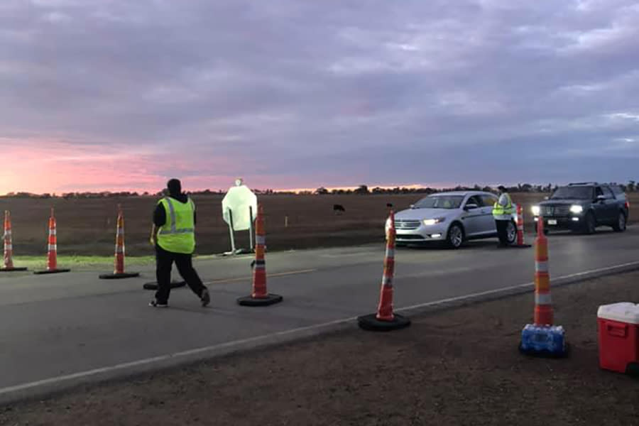 IMAGE: Cheyenne River Sioux safety checkpoint  (Chairman Harold Frazier, Cheyenne River Sioux Tribe)