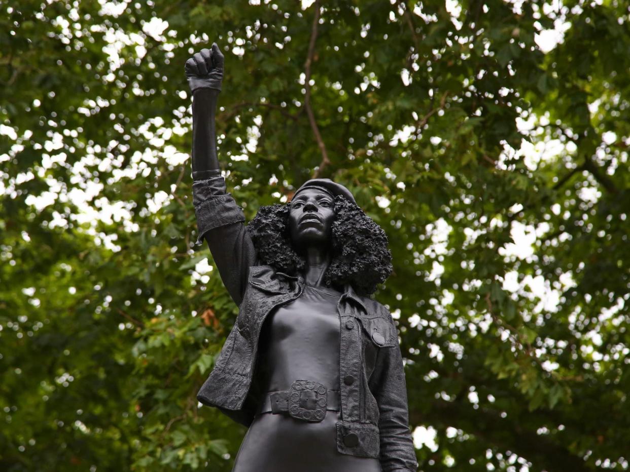 A sculpture of UK slave trader Edward Colston removed by anti-racism protesters in Bristol last month was replaced on 15 July by one of a black woman who helped pull it down: AFP via Getty Images