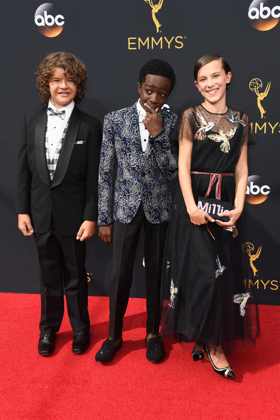 LOS ANGELES, CA - SEPTEMBER 18:  (L-R) Actors Gaten Matarazzo, Caleb McLaughlin and Millie Bobby Brown attend the 68th Annual Primetime Emmy Awards at Microsoft Theater on September 18, 2016 in Los Angeles, California.  (Photo by Frazer Harrison/Getty Images)