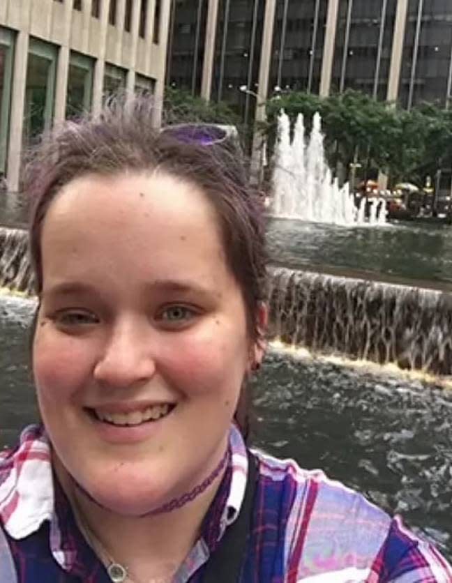 Megan Troutwine realized something was wrong after taking this selfie outside of Rockefeller Center. Courtesy of Megan Troutwine