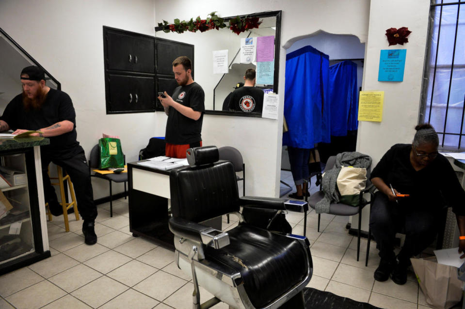 Barber shop polling station in Philadelphia