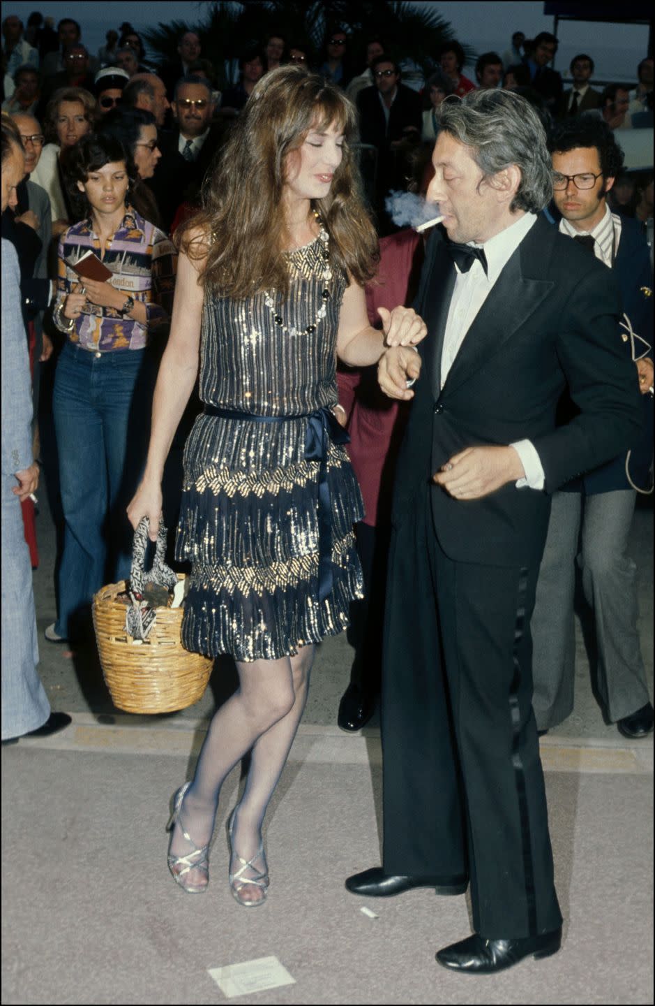 serge gainsbourg and jane birkin at cannes film festivals, france on may 15, 1974
