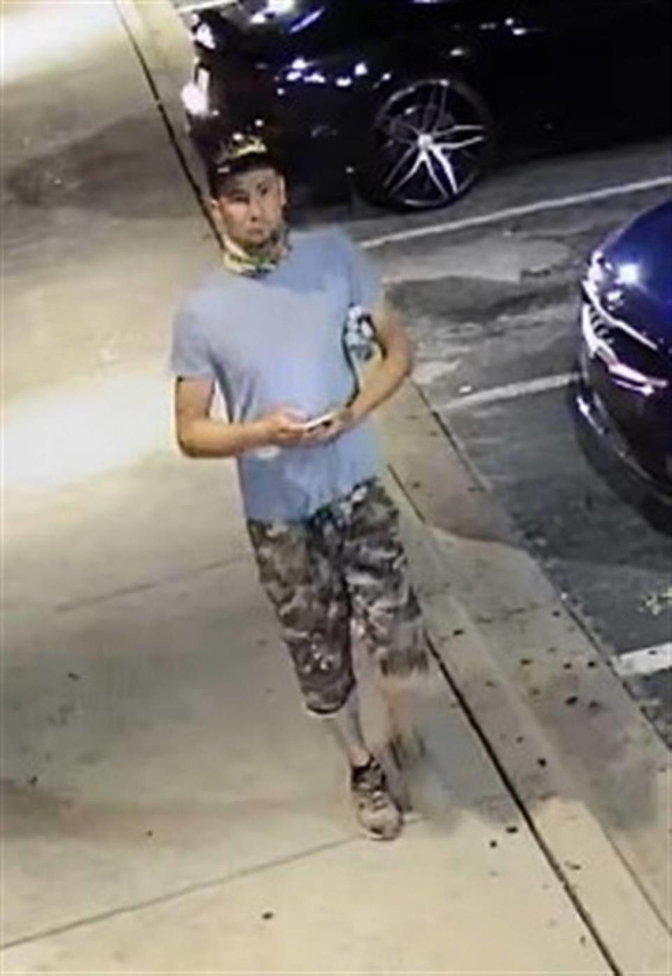 Charlotte-Mecklenburg Police Department is looking for a man who raped a woman in south Charlotte Wednesday, August 2, 2023. He is a 5’10” Hispanic male in his mid-20’s, who has short black hair and was last seen wearing a baseball cap, light colored shirt, a floral-patterned neck gaiter and camouflage shorts. He may have scratches — left from his victim — on his face and neck, police said. Charlotte-Mecklenburg Police Department