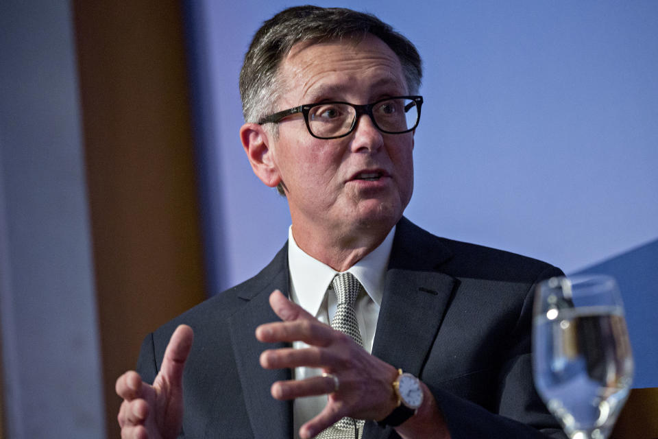 Richard Clarida, vice chairman of the U.S. Federal Reserve, speaks during a discussion at the Peterson Institute for International Economics in Washington, D.C., U.S., on Thursday, Oct. 25, 2018. Clarida backed further gradual increases in interest rates while delivering an upbeat assessment of the U.S. economy in his maiden speech as a monetary policy maker. Photographer: Andrew Harrer/Bloomberg via Getty Images