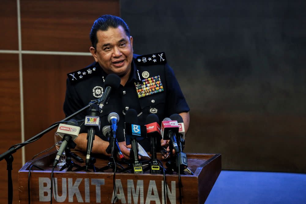 Bukit Aman Criminal Investigation Department (CID) director Datuk Huzir Mohamed speaks during a press conference in Kuala Lumpur October 21, 2020. — Picture by Ahmad Zamzahuri