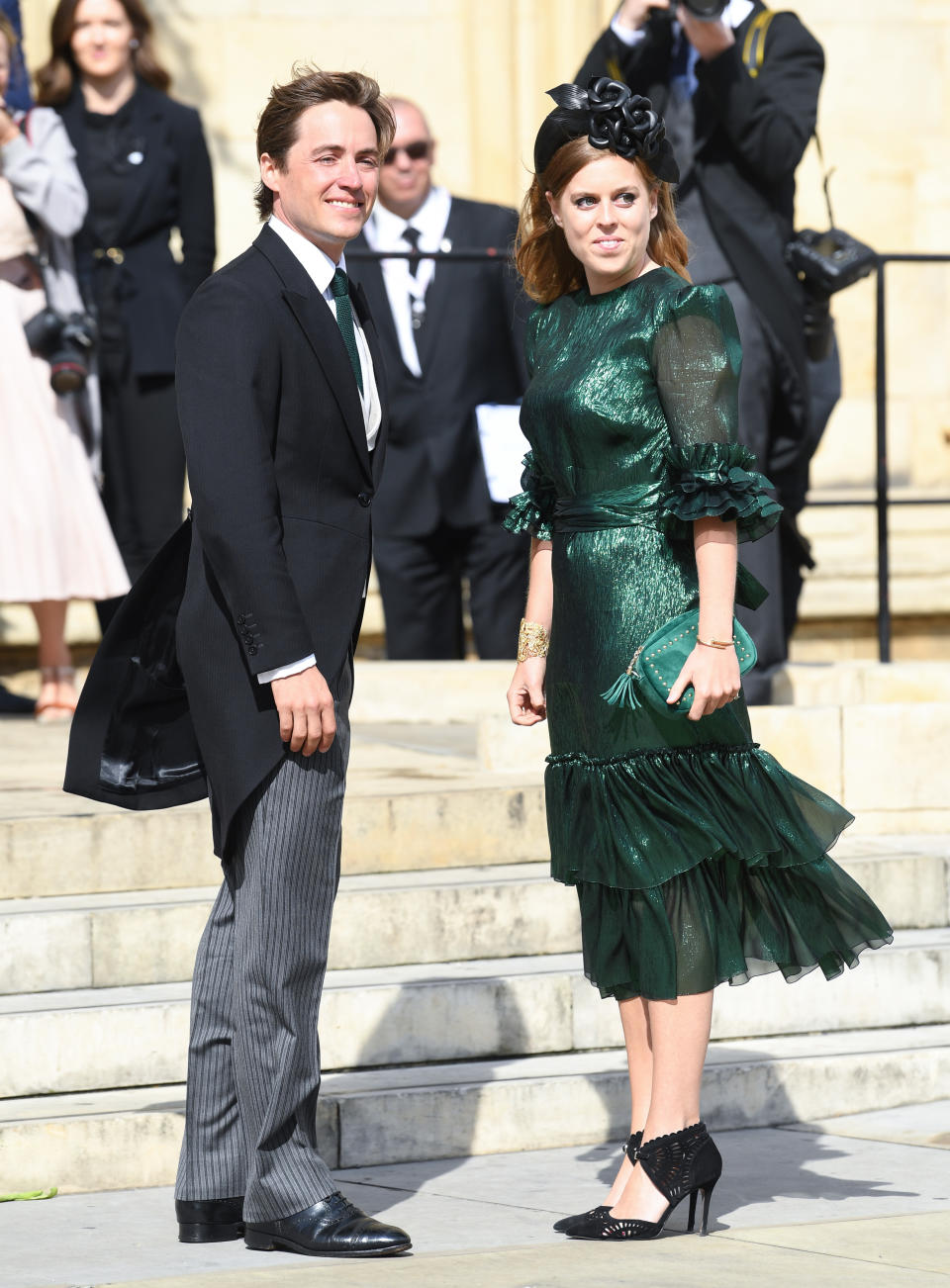 Princess Beatrice and Edoardo Mapelli Mozzi arriving at the wedding of Ellie Goulding and Casper Jopling, York Minster. Photo credit should read: Doug Peters/EMPICS