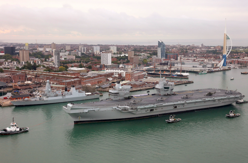 <em>Fireworks were let off as the giant carrier arrived (PA)</em>